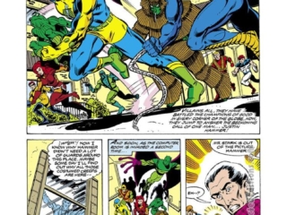 Iron Man #126, pg. 16; layouts, John Romita Jr.; pencils and inks, Bob Layton; Porcupine, Beetle, Eel, Hammer