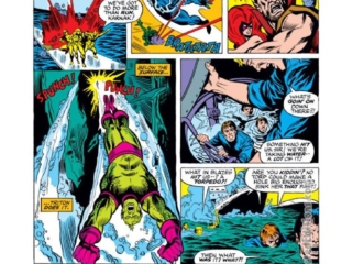 Inhumans #11, pg. 4; pencils, Keith Pollard; inks, Jim Mooney; Triton, Black Bolt, Gorgon, Medusa