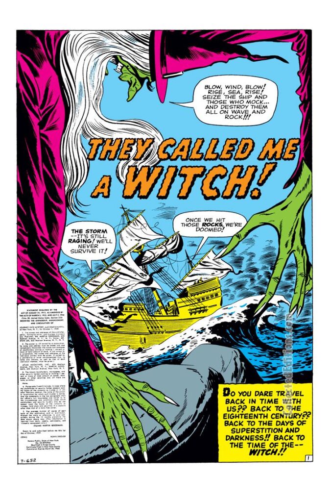 Journey Into Mystery #58. "They Called Me a Witch!", pg. 1. Stan Lee Jack Kirby