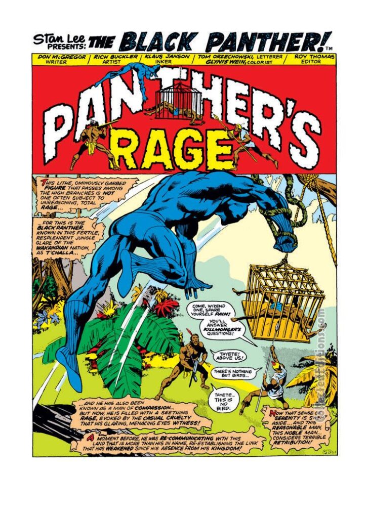 Jungle Action #6, pg. 1; pencils, Rich Buckler; inks, Klaus Janson; Black Panther, Panther's Rage
