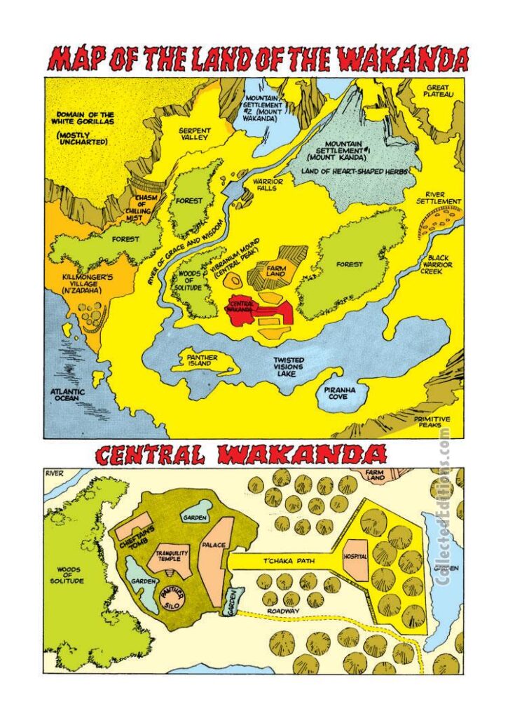 Jungle Action #6, pg. 14; pencils, Rich Buckler; inks, Klaus Janson; Map of the Land of Wakanda