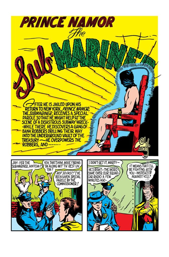 Marvel Mystery Comics #6, pg. 21; "Prince Namor, the Sub-Mariner"; Bill Everett, electric chair