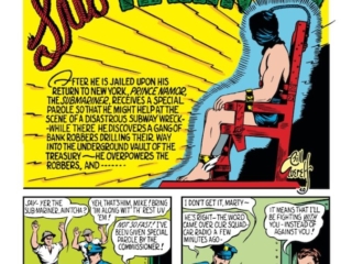 Marvel Mystery Comics #6, pg. 21; pencils and inks, Bill Everett; Prince Namor the Sub-Mariner electric chair