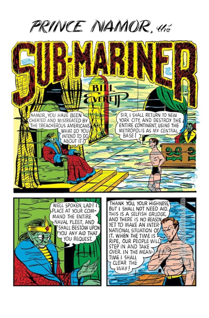 Marvel Mystery Comics #7, pg. 21; pencils and inks, Bill Everett; Atlantis/Namor the Sub-Mariner, emperor