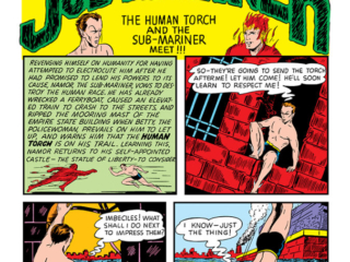 Marvel Mystery Comics #8, pg. 1; "Sub-Mariner"; Bill Everett, The Human Torch and Sub-Mariner Meet, Carl Burgos, Timely Marvel crossover