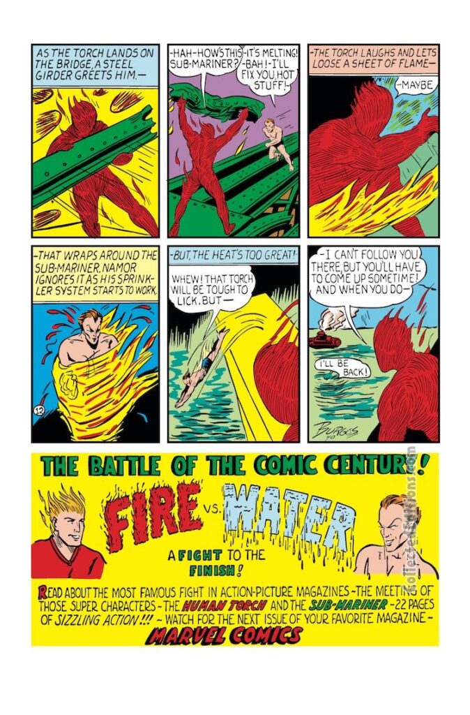 Marvel Mystery Comics #8, pg. 22; pencils and inks, Carl Burgos; Golden Age Human Torch