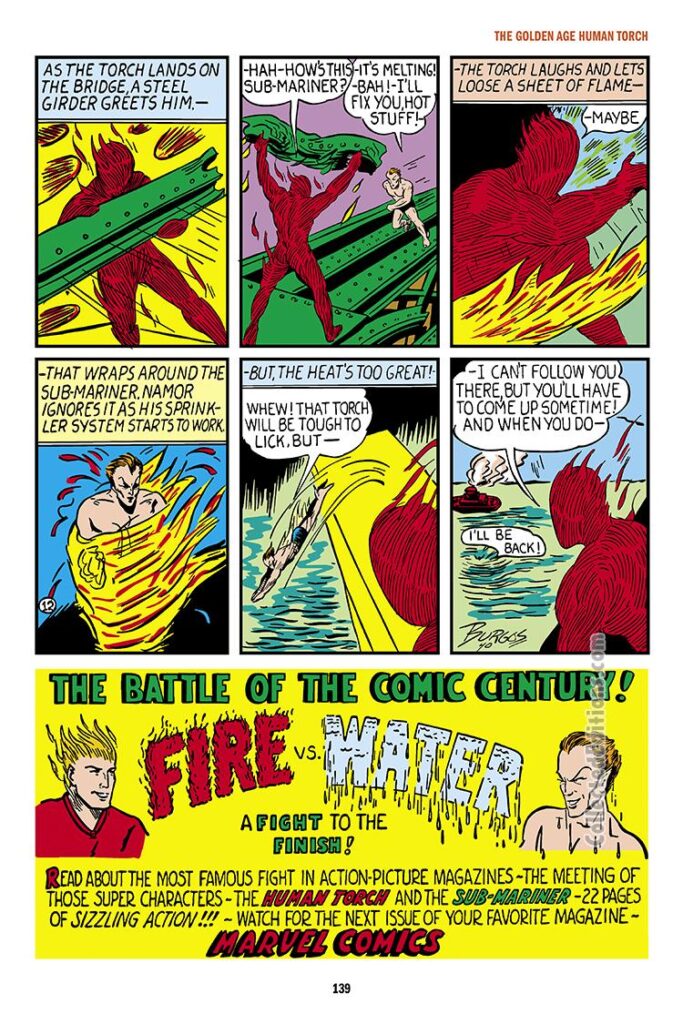 Marvel Mystery Comics #8; "The Human Torch", Carl Burgos, Fire vs. Water, Battle of the Comic Century, vs. Sub-Mariner