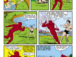Marvel Mystery Comics #9, pg. 13; "The Human Torch vs. the Sub-Mariner: Battle of the Comic Century!", Carl Burgos, Bill Everett