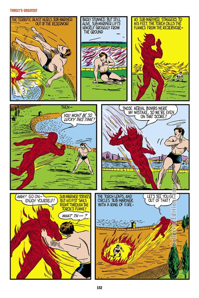 Marvel Mystery Comics #9, pg. 13; "The Human Torch vs. the Sub-Mariner: Battle of the Comic Century!", Carl Burgos, Bill Everett