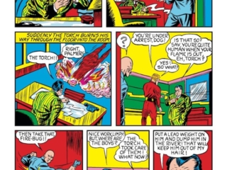 Marvel Mystery Comics #10, pg. 11; pencils and inks, Carl Burgos; Human Torch/Jim Hammond/organized crime/mobsters