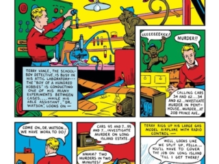 Marvel Mystery Comics #10, pg. 49; pencils and inks, Bob Oksner; Dr. Watson monkey, Terry Vance School Boy Sleuth