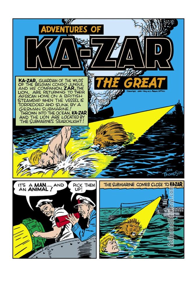 Marvel Mystery Comics #15, pg. 55; art by Ben Thompson; Ka-Zar the Great