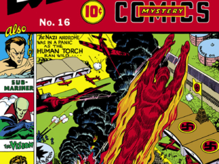 Marvel Mystery Comics #16 cover; Alex Schomburg; Human Torch Golden Age Timely Comics
