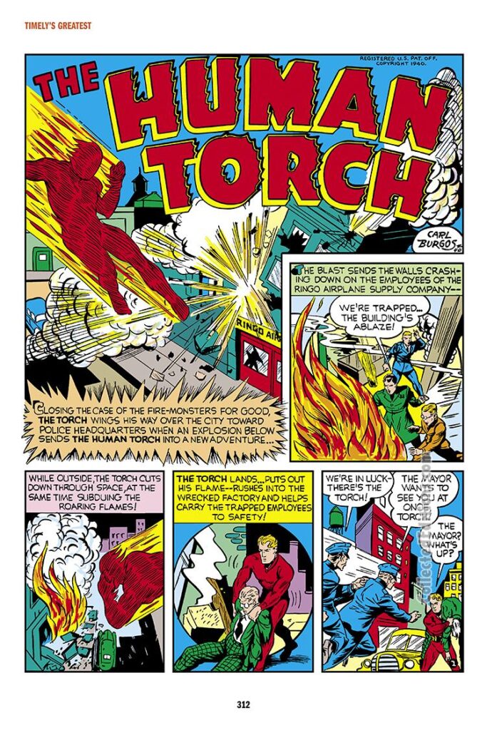Marvel Mystery Comics #16, pg. 1; "The Human Torch", Carl Burgos
