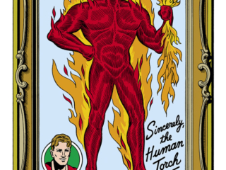 Marvel Mystery Comics #17 back cover; Carl Burgos pinup, Golden Age Human Torch