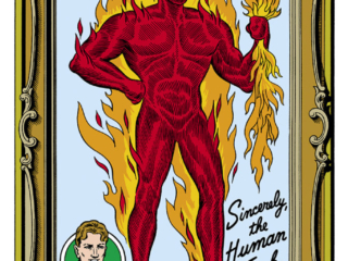 Marvel Mystery Comics #17, pinup, art by Carl Burgos, Human Torch