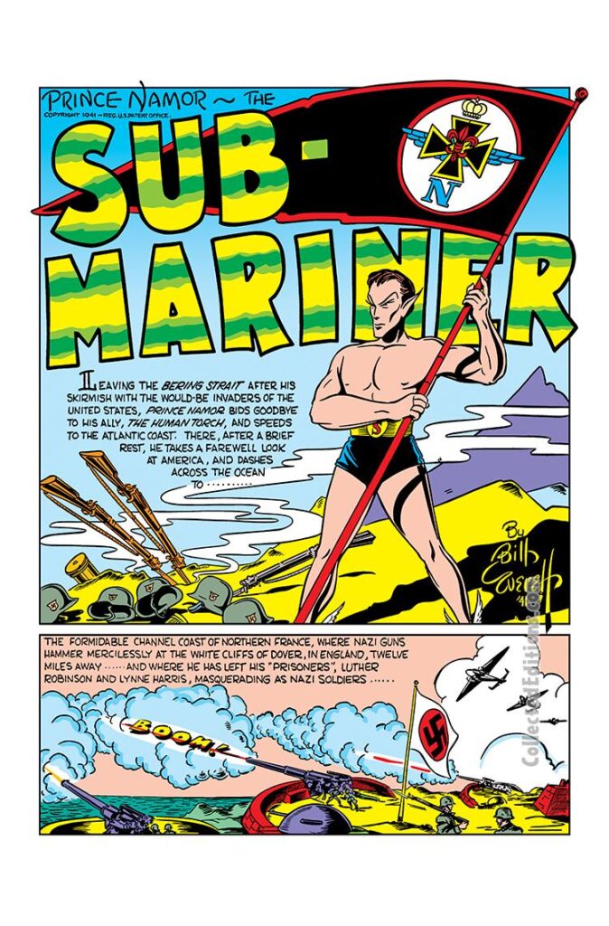 Marvel Mystery Comics #18, pg. 17; &quot;Prince Namor, the Sub-Mariner&quot;, Bill Everett, Timely Marvel Golden Age vs. Nazis