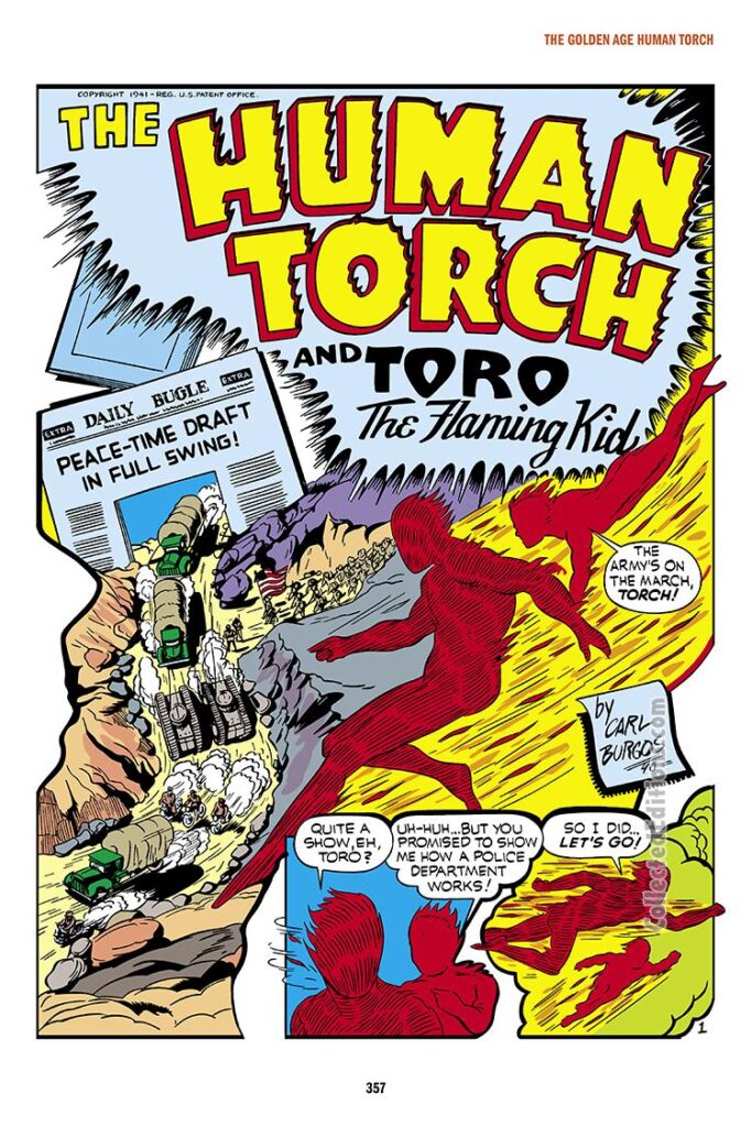 Marvel Mystery Comics #18, pg. 1; "The Human Torch and Toro the Flaming Kid", Carl Burgos, teenage sidekick, World War II