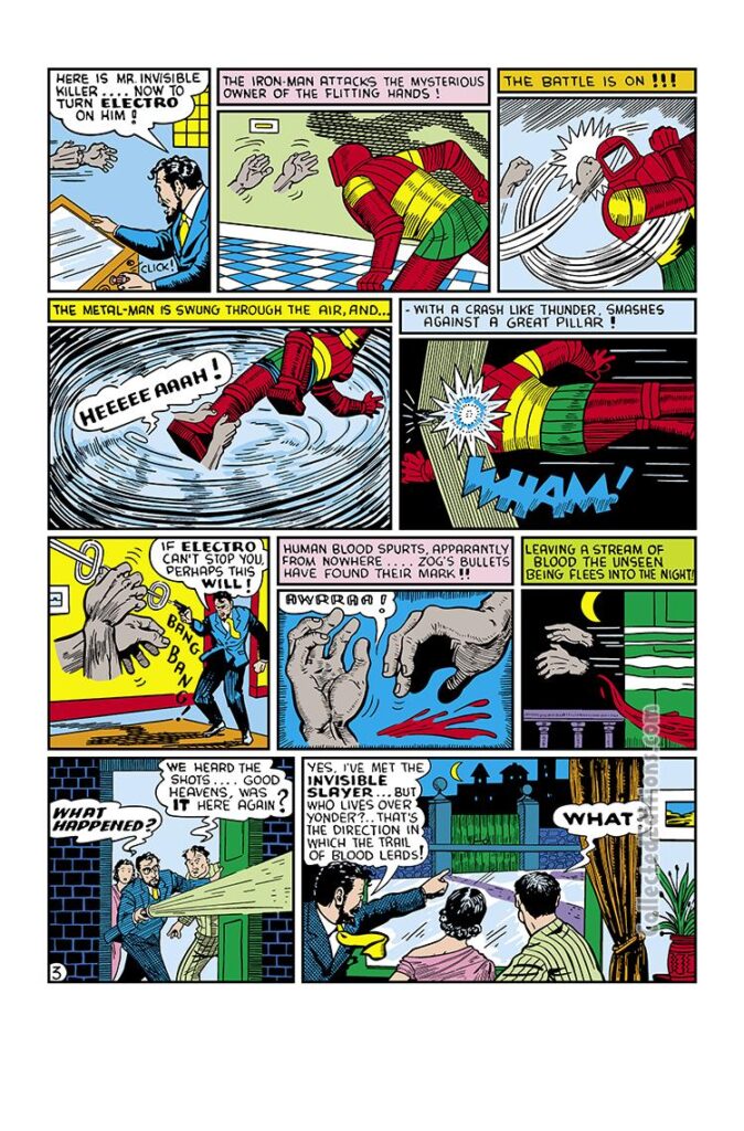 Marvel Mystery Comics #19, pg. 46; art by Steve Dahlman; Electro, Golden Age Timely science-fictiton