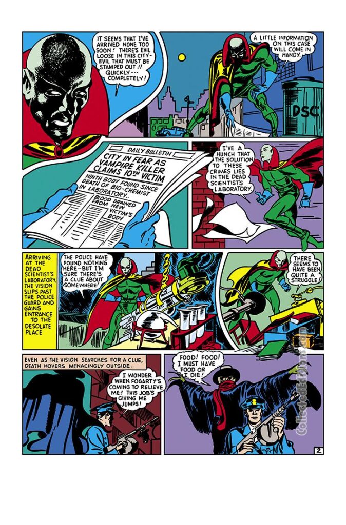 Marvel Mystery Comics #20, pg. 31; art by Jack Kirby; the Vision, Joe Simon, Golden age