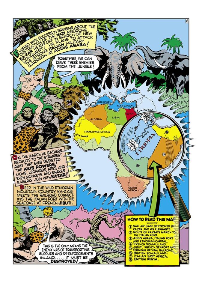 Marvel Mystery Comics #20, pg. 60; art by Ben Thompson; Golden Age Ka-Zar map of Africa