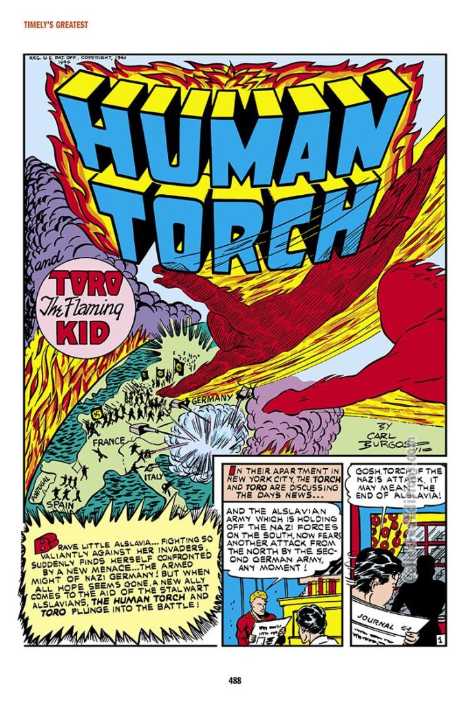 Marvel Mystery Comics #22, pg. 1; "Human Torch and Toro the Flaming Kid", Carl Burgos