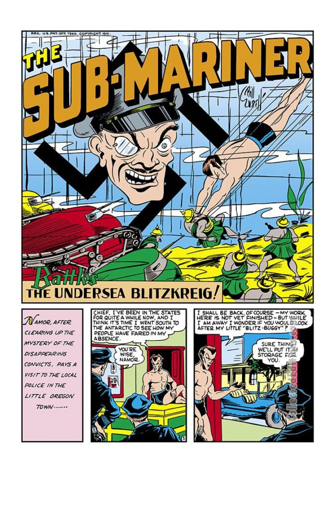 Marvel Mystery Comics #24, pg. 17; art by Bill Everett; The Undersea Blitzkrieg, Sub-Mariner/Namor