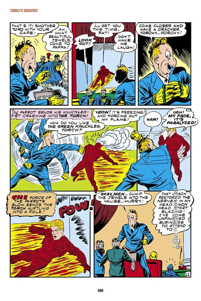 Marvel Mystery Comics #24, pg. 11; "Meet the Parrot", Human Torch super-villain, Carl Burgos