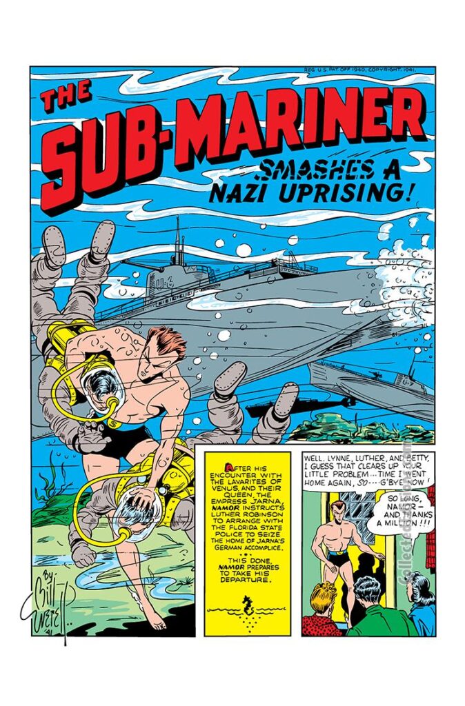 Marvel Mystery Comics #26, pg. 16; &quot;The Sub-Mariner Smashes a Nazi Uprising!&quot;, Namor, Bill Everett, Timely Marvel