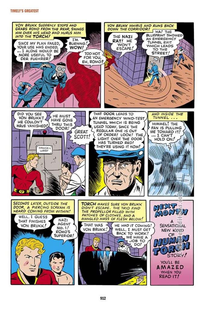 Marvel Mystery Comics #33, pg. 13; "The Dynamite Saboteurs!", Carl Burgos, Human Torch, Toro