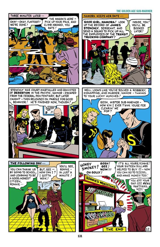 Marvel Mystery Comics #86, pg. 25; &quot;The Case of the Disappearing Watchman!&quot;; Prince Namor/Sub-Mariner/Namora sidekick cousin/Timely&#039;s Greatest