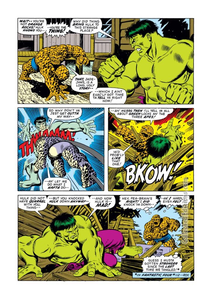 Marvel Feature #11, pg. 11; pencils, Jim Starlin; inks, Joe Sinnott; Marvel Two-In-One/Thing/Incredible Hulk