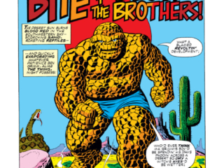 Marvel Feature #11, pg. 1; pencils, Jim Starlin; inks, Joe Sinnott; Thing/The Bite of the Blood Brothers/Marvel Two-In-One