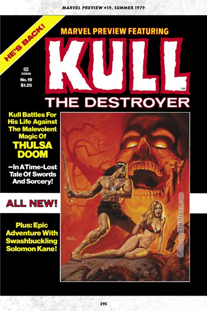 Marvel Preview #19 cover; painted art by Bob Larkin; Kull the Destroyer vs. Thulsa Doom