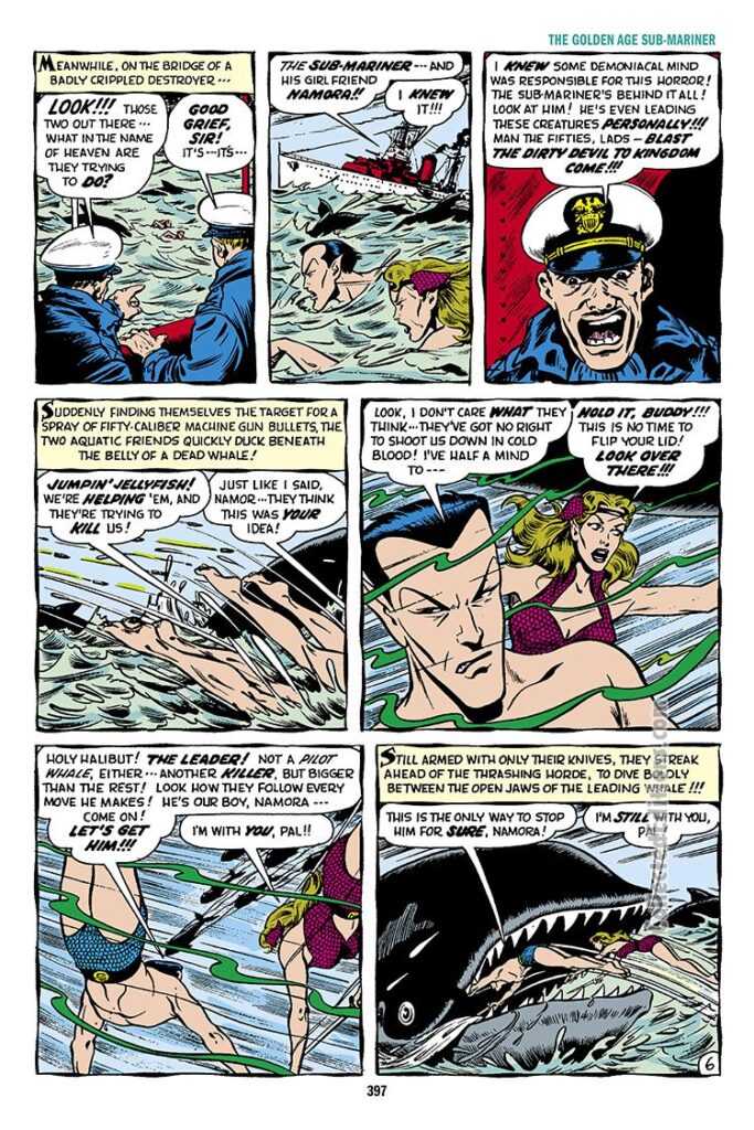 Men&#039;s Adventure #28, pg. 23; &quot;Killer Whales&quot;; Bill Everett/Namora/Sub-Mariner/Prince Namor/Atlas era/1950s Marvel