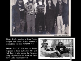 Marvel Masterworks: Defenders Vol. 6 HC bonus materials; F.O.O.M. FOOM #17, Rush/Geddy Lee/Neal Peart/Alex Lifeson, David Anthony Kraft, Stan Lee