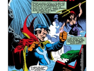 Marvel Premiere #6, pg. 1; pencils, Frank Brunner; inks, Sal Buscema; The Shambler from the Sea, Gardner Fox, Doctor Strange, Priestess Ebora