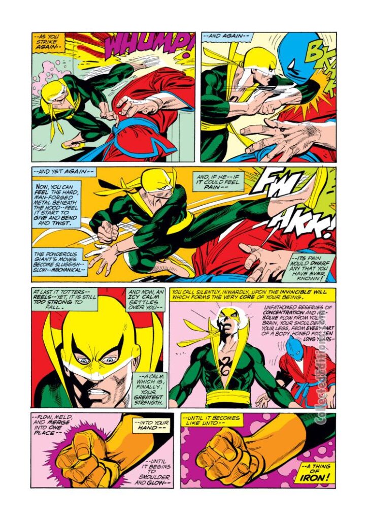 Marvel Premiere #15, pg. 18; pencils, Gil Kane; inks, Dick Giordano; Roy Thomas, Danny Rand, first appearance, origin of Iron Fist