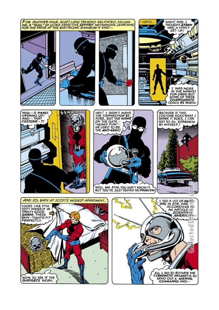 Marvel Premiere #47, pg. 8; pencils, John Byrne; inks, Bob Layton; Ant-Man/Scott Lang first appearance