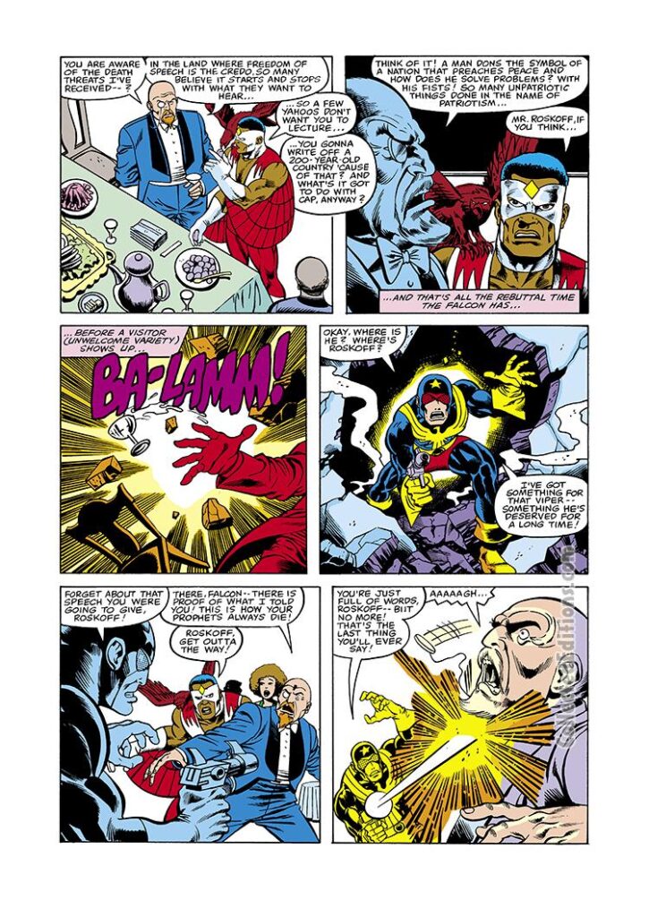 Marvel Premiere #49, pg. 3; pencils, Sal Buscema; inks, Dave Simons; The Falcon/Sam Wilson