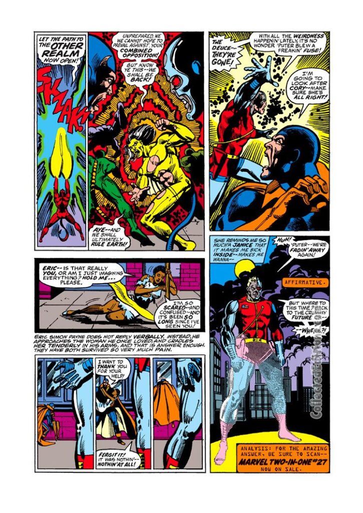 Marvel Spotlight #33, pg. 17; pencils, Rich Buckler; inks, Klaus Janson ; Gabriel Devil-Slayer, Deathlok the Demolisher