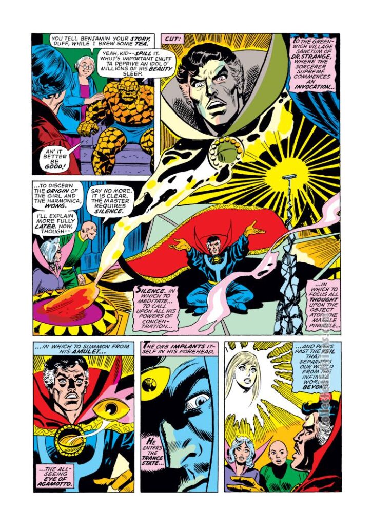 Marvel Two-In-One #6, pg. 8; pencils, George Tuska; Defenders/Doctor Strange/Thing