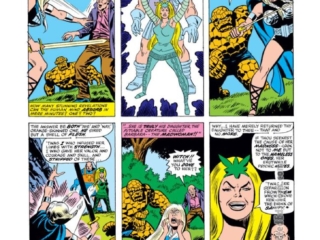 Marvel Two-In-One #7, pg. 12; pencils, Sal Buscema; inks, Mike Esposito Marvel Two-In-One #7, pg. 12; pencils, Sal Buscema; Defenders, Thing, Enchantress, Executioner, Valkyrie