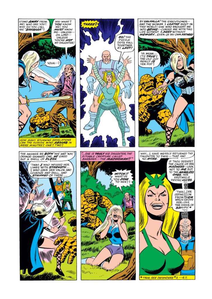 Marvel Two-In-One #7, pg. 12; pencils, Sal Buscema; Defenders, Thing, Enchantress, Executioner, Valkyrie