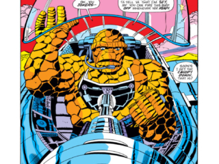 Marvel Two-In-One #12, pg. 1; pencils, Ron Wilson; inks, Vince Colletta Marvel Two-In-One #12, pg. 1; pencils, Ron Wilson; Thing/Stalker in the Sands splash page/Bill Mantlo