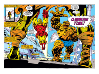 Marvel Two-In-One #12, pgs. 13-14; pencils, Ron Wilson; inks, Vince Colletta Marvel Two-In-One #12, pgs. 13-14; pencils, Ron Wilson; Thing/Iron Man