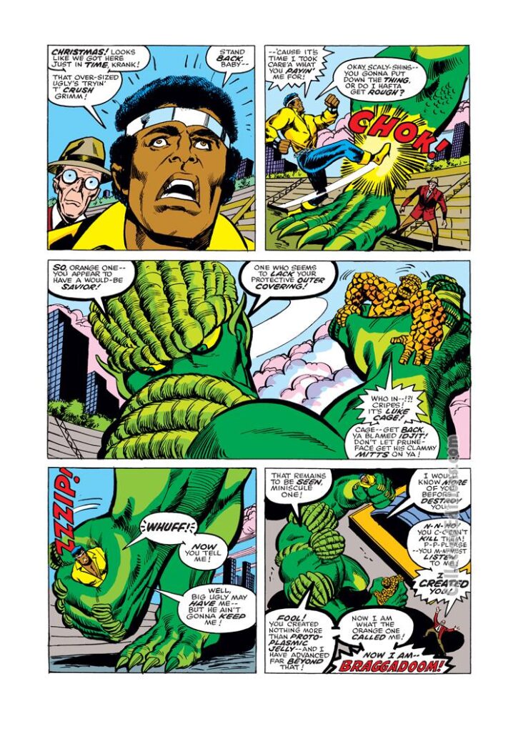 Marvel Two-In-One #13, pg. 8; pencils, Ron Wilson; Thing/Power Man/Luke Cage/Braggadoom
