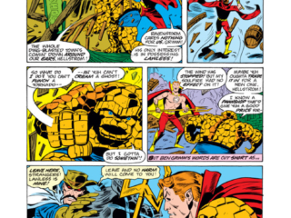 Marvel Two-In-One #14, pg. 8; pencils, Herb Trimpe; inks, John Tartaglione Marvel Two-In-One #14, pg. 8; pencils, Herb Trimpe; Thing/Son of Satan