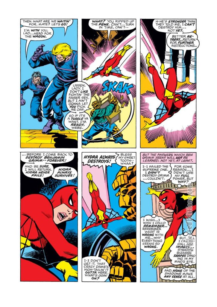 Marvel Two-In-One #30, pg. 7; pencils, John Buscema; inks, Pablo Marcos; Spider-Woman original costume/Jessica Drew