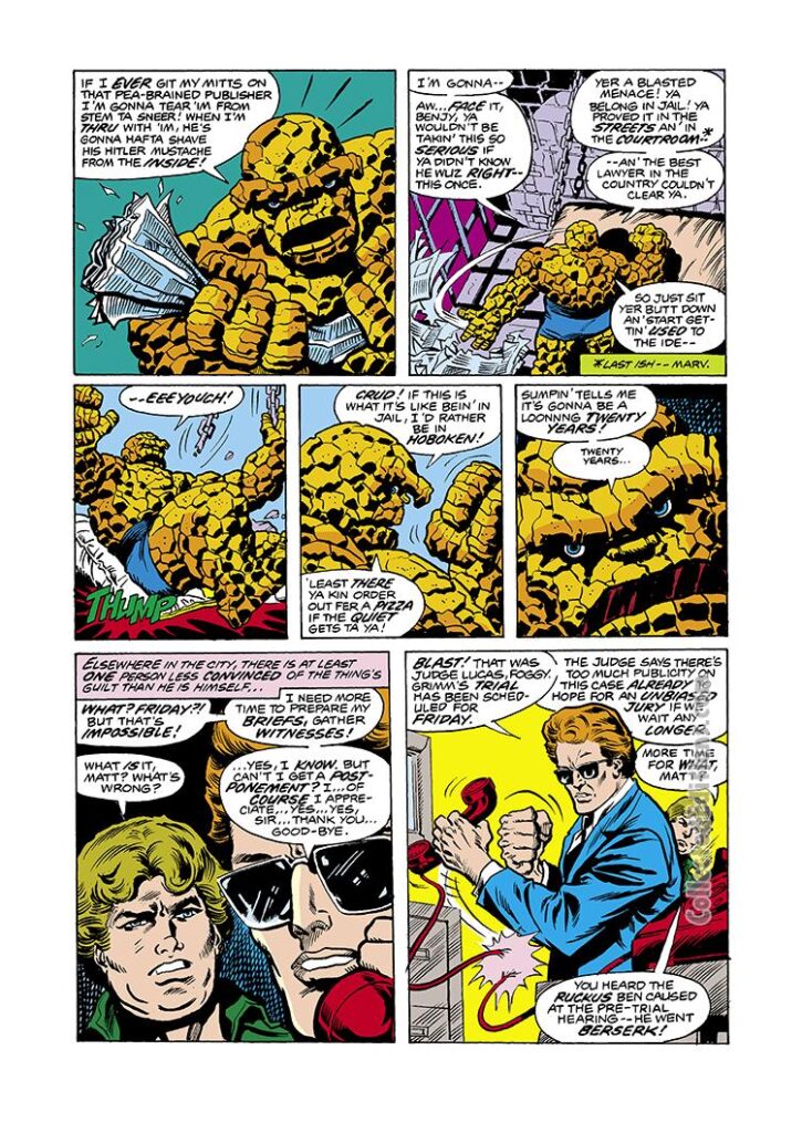 Marvel Two-In-One #38, pg. 2; pencils, Ron Wilson; Thing/Matt Murdock/Foggy Nelson